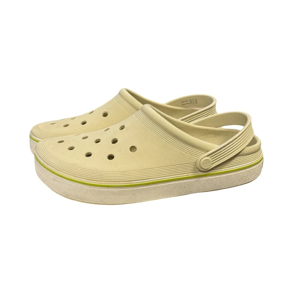Crocs Crocband Clogs Beige Lime Green Mens Slip On Shoes M10 W12 casual beach